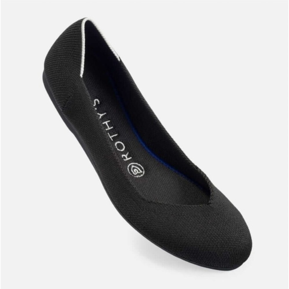 Rothy's The Flat Round Toe in Black White Trim (retired) Size 8.5‎